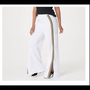 White French terry sweatpants with rainbow stripe